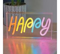 Marco Paul Happy Multi-Colored Neon LED Light, Freestanding USB-Powered Neon Accent for Room and Home Decoration, Night Light for Kids and Bedroom Spaces, Ambient Mood Lighting Accent