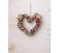 Marco Paul Interiors Heart Shaped Christmas Wreath Traditional Rustic Garland with Faux Flowers and Pinecones Christmas Decorations Hanging Christmas Ornaments Xmas Indoor Home Decor