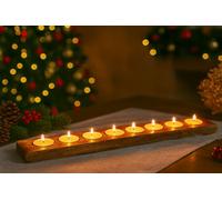 Marco Paul Mango Wood Tea Light Holder Decorative Home Accessories Window Decoration Candle Holder Home Decor Wedding Centerpieces Holds 10 Tealight Slots (25cm x 12cm x 3cm) (10 Tealight Holder)