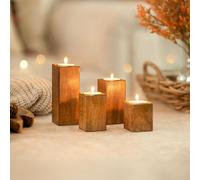 Marco Paul Heart Shape Wooden Tray for 3 Tealights - Mango Wood Tealight Candles Holder - Tea Light Candle Holders Dining Table Home Decoration & Christmas Table Centrepiece (4 Tealight Holder)