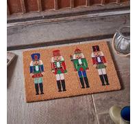Marco Paul Heavy Duty Natural Coir Christmas Door Mat Nutcracker Soldier Design with Rubber Backing Non Slip Festive Entrance Mat Indoor & Outdoor Xmas Home Decoration