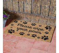 Marco Paul Heavy Duty Natural Coir Door Mat - Wipe Your Paws in Brown | Size: Medium Marco Paul Brown Medium