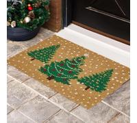Marco Paul Heavy Duty Outdoor Door Mat 40x60cm Large Front Christmas Tree Welcome Mat Rubber Back Natural Coir Door Mats External Entrance Doormat for Floor Hallway Kitchens Living Rooms