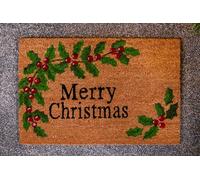 Marco Paul Heavy Duty Outdoor Door Mat Tufted Merry Christmas Natural Coir Doormat Weather Resistant Xmas Entrance Rug Welcome Mat Non Slip Front Door Mat Outside Christmas Decorations