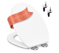 Marco Paul Heavy Duty White Wooden Toilet Seat Soft Close Oval Quick Release Toilet Seats Universal Fit Soft Closing (Soft Close White)