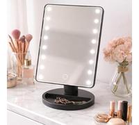 Marco Paul Hollywood LED Makeup Mirror - Light Up Dressing Table Vanity Mirror with 16 Dimmable LED Lights, 180° Rotation & Storage Base - Tabletop Cosmetic Mirror