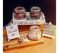 Marco Paul Interiors Hot Chocolate Station Set 6pc Glass Jars Storage Easel Cocoa Kitchen Set House Decor Spoon Set Hot Chocolate Stirrers Glass Storage Jars Chocolate Drink Maker Home Decor