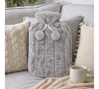 Marco Paul Hot Water Bottle with Cover - 2L Grey Soft Faux Fur Cover