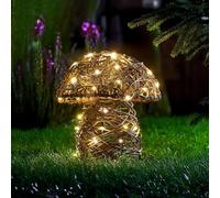 Marco Paul InLit Rattan Mushroom Garden Ornament - 21x20cm Faux Rattan Mushroom Decor with Warm White LEDs - Mushroom Garden Lights for Autumn Decorations, Indoor & Outdoor fall home decor