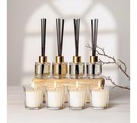 Marco Paul Interiors Candles and Reed Diffuser Gift Set - 9pc Scented Candles & Diffuser - Mandarin, Clove & Cinnamon, Frankincense & Myrrh, Winter Spice, Mistletoe & Fir - Holiday/Christmas Theme