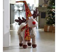 Marco Paul Interiors Christmas 41cm Sequinned Glam Reindeer Decoration Deer Ornament Plush Soft Fabric Festive Indoor Décor Free Standing Glam Deer Figurine Statue Novelty Christmas Home Indoor Decor
