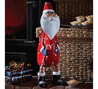Marco Paul Interiors Christmas Polka Santa Claus Festive Figure Xmas Ornament Hand painted Ornamental Indoor Outdoor Metal Statue Decoration Home Garden Décor (Santa)
