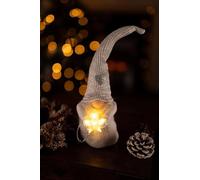 Marco Paul Interiors Marco Paul Christmas 30cm Cream In-Lit Standing Light Up Traditional Santa Claus White Santa Claus Luxury Father Christmas Figure Pre-Lit Decoration Xmas Ornament Figurine