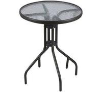 Marco Paul Interiors Outdoor Patio Table - Round Shaped Classic Style Garden Bistro Side Table Metal Frame Glass Top Table Garden Furniture for Decking, Drinks - (Black, 60cm)