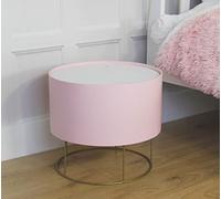 Marco Paul Interiors Pink Stool Storage Ottoman Metal Stand Round Wooden & Iron with Internal Concealed Storage Modern Footstool Ottoman Suitable For Living Room Bedroom Home Décor Decorative