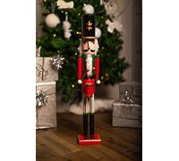Marco Paul Interiors Traditional Jumbo Large Deluxe Nutcracker Parade Standing Christmas Ornament Wooden Indoor Use Xmas Statue Festive Figurine Novelty Decor (Red Nutcracker), Multicolor, 70cm