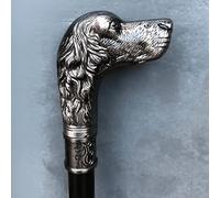Marco Paul Interiors Unique Rubber Walking Cane Dog Head - Vintage Victorian Style - Black Pewter Walking Aid Fancy Dress Stick Ferrule for Men & Ladies