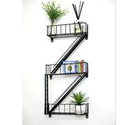Marco Paul Interiors Wall Shelf, Fun Shelving, Fire Escape Look Floating Shelf Unit, Black Display Storage Solution, Lounge Bedroom Book Shelves, New York Novelty Steel Frame