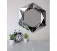 Marco Paul Jewel Cut Silver Bathroom Wall Mirror Decorative Hanging Mirrors for Walls Bevelled Wall Mounted Mirrors Wall Decor for Hallways Stairs Bedroom Decor Living Rooms Home Decoration