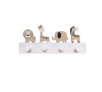 Marco Paul Kids Coat Hooks - Animal Hanging Hooks, Wooden Safari-Themed Shelving Rack for Nursery or Children's Room, Includes Zebra, Cat, Lion and Giraffe Designs (Animal Hooks on Base)