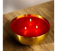Marco Paul Large 3 Wick Scented Candles Gold Bowl Spiced Berry Scent Festive Fragrance Gift Xmas Decoration Table Centrepiece Scent Candles Long Burning Luxury