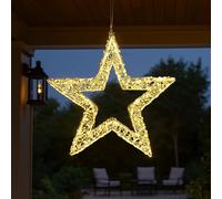 Marco Paul Large 38cm Gold Star LED Outdoor Christmas Decoration - Mains Powered 960 Warm White LEDs Festive Indoor & Outdoor Light Up Luxury Xmas Decoration for Home and Garden Decor