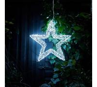 Marco Paul Large 38cm LED Christmas Silver Star Decoration Mainbs Powered with Auto Timer 960 Cool White LEDs Festive Indoor Outdoor Light Up Luxury Xmas Home and Garden Décor