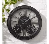 Marco Paul Large 40cm Black Westminster clock with thermometer & barometer Indoor & Outdoor use in Bronze Marco Paul Bronze