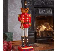 Marco Paul Large 80cm LED Nutcracker Teddy Bear Christmas Decoration Battery Operated Light Up Festive Xmas Ornament with Auto Timer Indoor Holiday Home Décor Figure