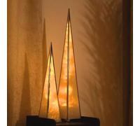Marco Paul Large 90cm & 60cm LED x2 Set of Light Up Metal Christmas Cone Tree Lights Pre lit Xmas Tree Christmas Decorations Ornaments Indoor Black Warm White Fireplace Window Christmas Table Decor