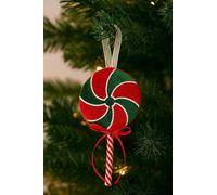 Marco Paul Large Candy Cane Christmas Decorations - 17cm Plush Hanging Lollipop Baubles Red & Green Xmas Pendant - Red Christmas Tree Decorations for Festive Home Decor, Xmas Decor & Stocking Filler