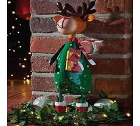 Marco Paul Large Christmas Reindeer Decoration - 44 cm Hand-Painted Metal Free-Standing Polka Style Festive Figure - Indoor & Outdoor Xmas Ornament for Home, Garden & Holiday Displays