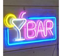 Marco Paul Large Cocktail Bar Neon LED Light Sign, USB Powered Hanging Neon Sign, Low Voltage Wall Decor Light for Home Bar, Pub, Kitchen, Lounge and Party Decoration, 22cm x 42cm x 2cm