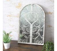 Marco Paul Large French Aged Rustic Large Wall Mounted White Shutter Frame Window Mirror