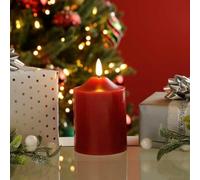 Marco Paul Large Metallic Red Pillar Candles Long Burning of 20 Hours - Unscented Candles - Decorative Candle Set for Christmas, Wedding, Parties & Home Decoration Gift Housewarming Gifts for Women