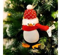 Marco Paul Large Penguin Christmas Pendant - 18cm Novelty Plush Xmas Ornament with Hanging Ribbon - Festive Bird Figurines for Red Christmas Baubles, Stocking Fillers, Crafts & Wrapping Supplies