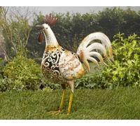 Marco Paul Large Solar Cockerel Garden Ornament Light Up Hen Statue Outdoor Decor Scroll