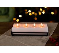 Marco Paul Large LED Candles Large 4 Wick Flameless Flickering Candle with Black Candle Holders Battery Operated Candles Table Centrepiece Dining Table Decoration Wedding Decor Gifts for The Home