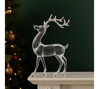 Marco Paul LED Christmas Acrylic Tree & Reindeer Ornament - 27 cm Musical Light-Up Scene with Multi-Coloured Lights - Battery-Powered Festive Xmas Decoration (24cm Standing Stag)