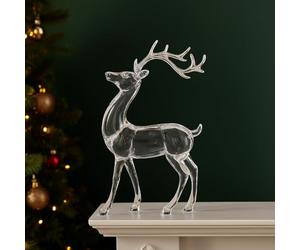 Marco Paul LED Christmas Acrylic Tree & Reindeer Ornament - 27 cm Musical Light-Up Scene with Multi-Coloured Lights - Battery-Powered Festive Xmas Decoration (24cm Standing Stag)
