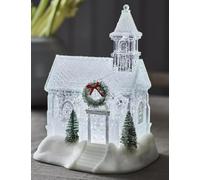 Marco Paul LED Church Scene Christmas Decoration - 27 cm Light-Up Ornament with Colour-Changing LEDs - Battery-Operated Festive Indoor Xmas Village Ornament for Home Décor