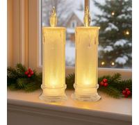 Marco Paul LED Flameless Pillar Candle Battery Operated with Warm White Flickering Light Realistic Flame Effect Festive Light Up Christmas Decoration for Home & Indoor Xmas Décor (Two Candles)