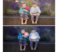 Marco Paul LED Grandparent Statues Grandmother & Grandfather Figurines Resin Ornament Decorative Sculptures Keepsake Home Indoor Outdoor Novelty Couple Gift