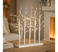 Marco Paul Led Light Up Birch Tree Centrepiece 80Cm Warm White Battery Operated