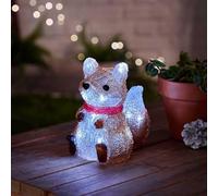 Marco Paul LED Light Up Fox Christmas Decoration - 14 cm Battery-Operated Acrylic Ornament with 12 Cool White LEDs & Auto Timer - Indoor & Outdoor Festive Figure for Xmas Home & Garden Décor