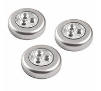 Marco Paul LED Touch Lights Set of 3 - Battery Operated Stick-On Push Lights, Peel & Stick Wall Lights for Kitchen, Wardrobe, Garage, Hallway & Cabinets, Silver