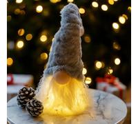 Marco Paul Light Up Christmas Gonk Decoration Soft Plush Pre- Lit Nordic Santa Ornament Battery Operated with Warm White LEDs Festive Xmas Décor for Home Window or Tabletop Display