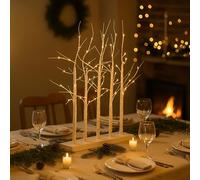 Marco Paul Light Up Christmas Table Centrepiece Decor Battery Operated Pre-Lit Xmas Twig Tree Christmas Table Decor Luxury Birch Tree LED House Party Wedding Tree
