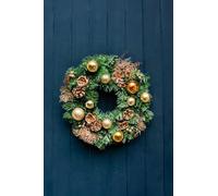 Marco Paul Luxury Christmas Wreath with Baubles, 30cm, Gold Artificial Christmas Decoration for Front Door