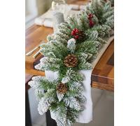 Marco Paul Luxury large snow flocked 9ft christmas garland - garlands for home decoration christmas realistic snow flocked pine needles pine cones 274cm christmas decor snow white Christmas wreath